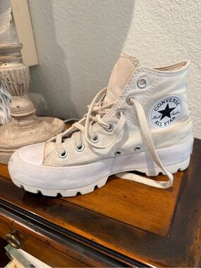 Converse Lug Sole High Top Sneakers - Cream